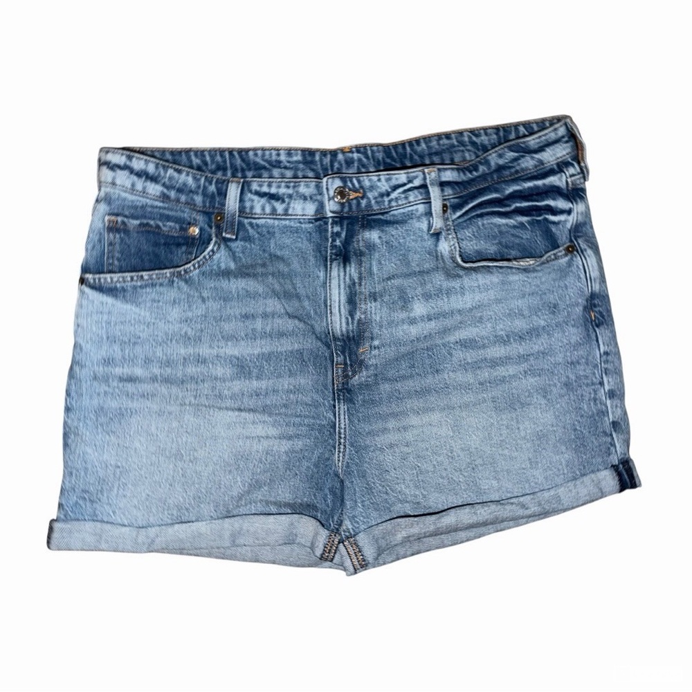 H&M Medium Blue Denim Cuffed Mom Jean Shorts
